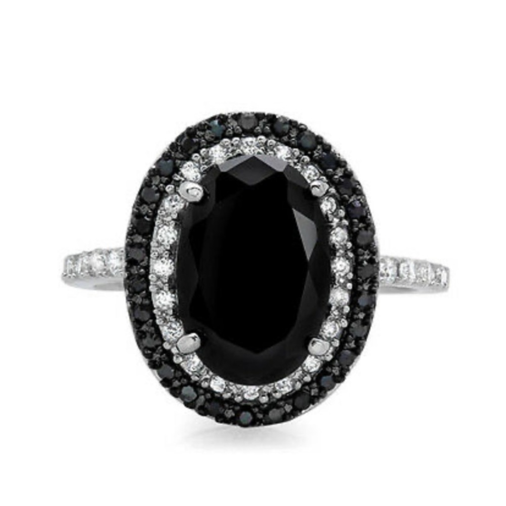 NEW 925 sterling Silver Oval Cut Black Sapphire - Picture 2 of 7